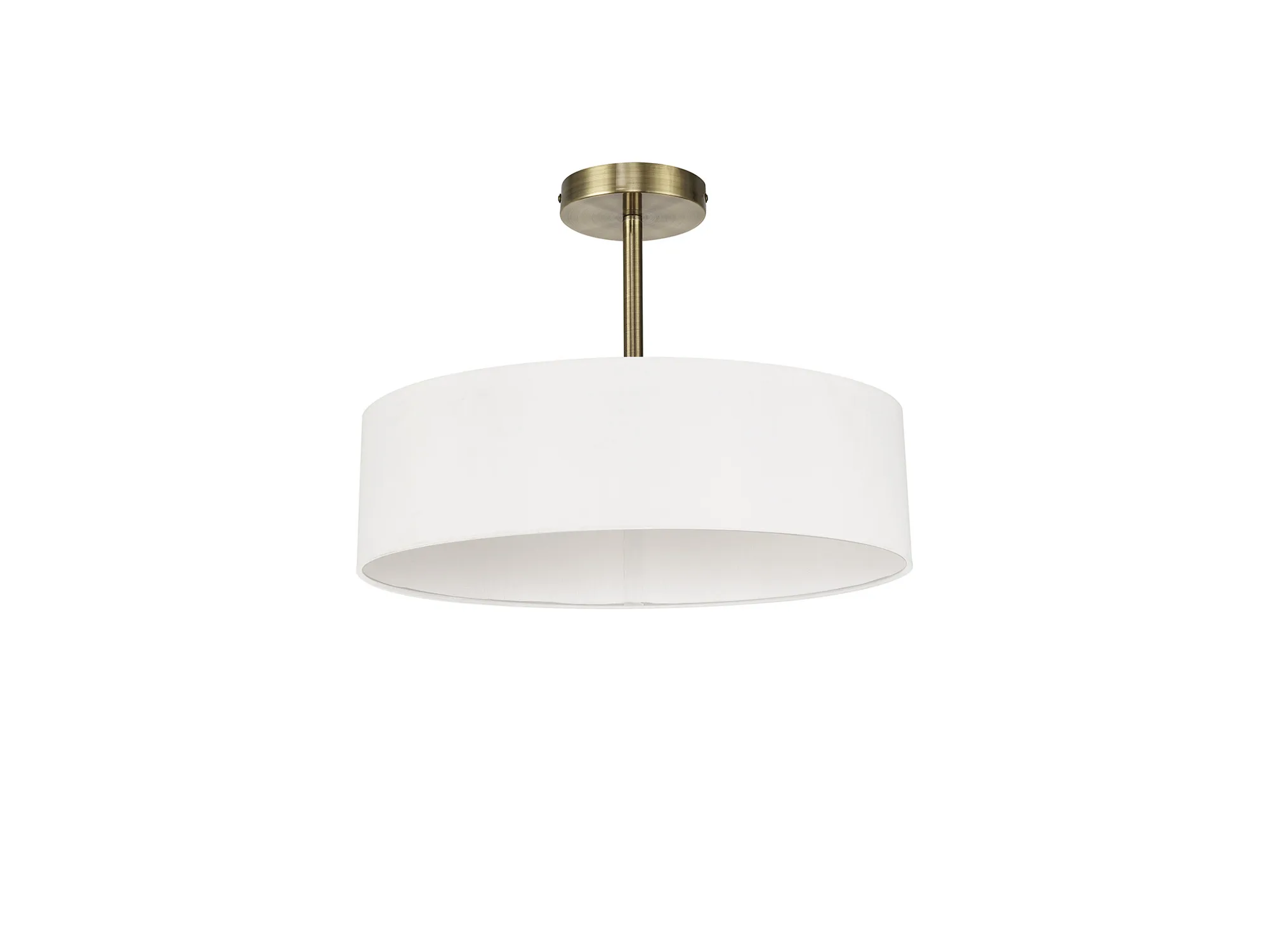 Baymont 45cm Semi Flush 5 Light Antique Brass, White DK0745  Deco Baymont AB WH
